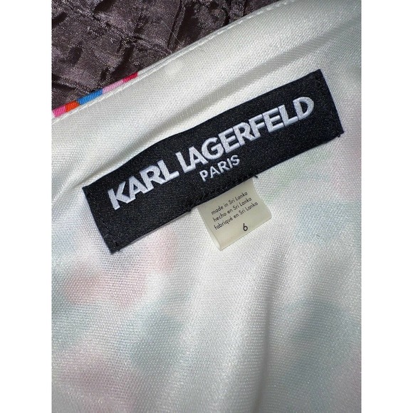 KARL LAGERFELD DRESS FLORAL STRETCH WHITE PINK GREEN 6 - Picture 6 of 6